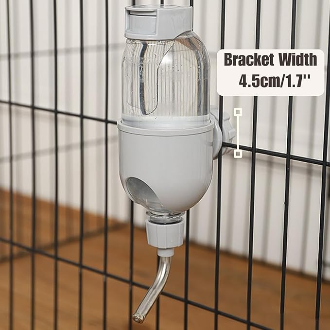 Pet Water Bottle for Cage Crate 26oz Non-Drip Water Dispenser for Small Animal Rabbit Bunny Guinea Pig Chinchilla Ferret Squirrel Hedgehog (Gray, 26oz)-Mewly Pet