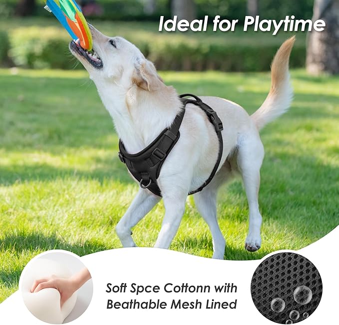 No Pull Dog Harness, Puppy Vest with Front Clip for Small Medium Large Sized Dog(Black,XL)-Mewly Pet