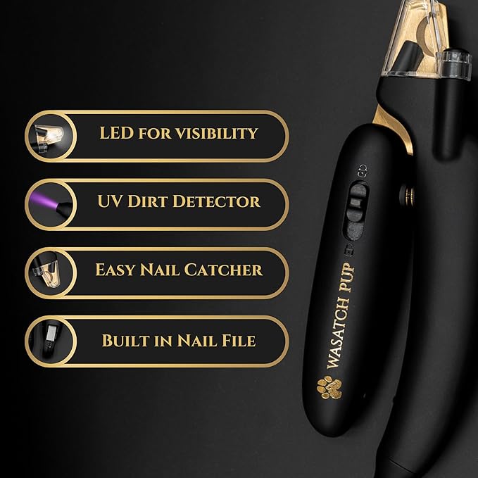 3-in-1 Dog Nail Trimmers and Pet Nail Clippers - Professional Grade with Stainless Steel Blades, LED & UV Light, and Nail Filer for Safety & Precise Toenail Pet Grooming - S to M Dogs-Mewly Pet