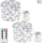2 Pack 100 LED Fairy Lights Battery Operated with Remote, 33FT Waterproof Twinkle Lights with Timer & 8 Modes, Fairy String Light Outdoor Indoor for Bedroom Classroom DIY Christmas Decor (Cool White)