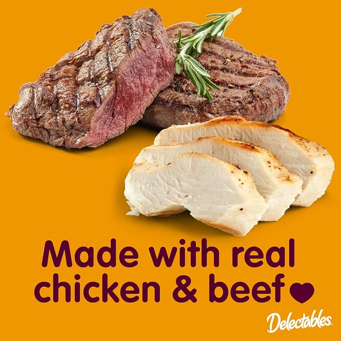 Hartz Delectables Non-Seafood Stew Lickable Wet Cat Treats, Chicken & Beef, 1.4 Ounce (Pack of 12)-Mewly Pet