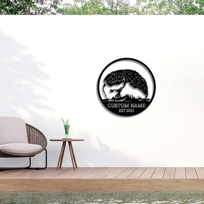 Custom Hedgehog Metal Sign, Personalized Hedgehog Metal Wall Art,Hedgehog Lovers Gift Metal Kid Room Decor,Personalized Hedgehog Lover Name Sign,Kid Nursery Decoration (Style A)
