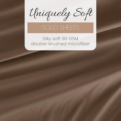 Linen Market Brushed Microfiber King Sheet Set 4 Piece – Oeko-TEX Certified Ultra Soft & Wrinkle-Free - 16" Deep Pocket Sheets - Easy Care King Size - Taupe