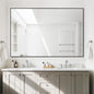 Antok Bathroom Mirror,48"x32" Wall Mirror, Decorative Mirrors Vanity Mirror Aluminum Alloy Frame Contemporary Hanging Mirror for Living Room Bathroom Entryway,Black,Rect Corner