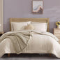 Monbix Oversized Queen Comforter Set - 7 Pieces Apricot Beige Bed in a Bag Queen Bedding Sets with Comforters, All Seasons Down Alternative Comforter Bed Set with Sheets,Pillowcases & Shams