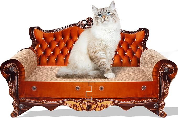 Sofa Shaped Scratching Couch,Thick Scratching Cardboard, Lounge Bed for Indoor Rest&Play, Sofa Scratcher Pad (21.2" L X 12.2 "W X 11.8" H)-Mewly Pet