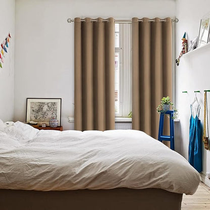 BGment Blackout Curtains for Living Room - Grommet Thermal Insulated Room Darkening Curtains for Bedroom, 2 Panels of 52 x 84 Inch, Taupe