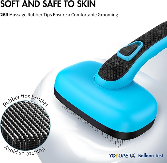 5 PCS Dog Grooming Brush Kit – Self Cleaning Slicker Brush for Shedding Short & Long Haired Dogs & Cats. Removes Loose Fur, Undercoat, Mats, Tangles. Suit for Small, Medium & Large Pets. Blue-Mewly Pet