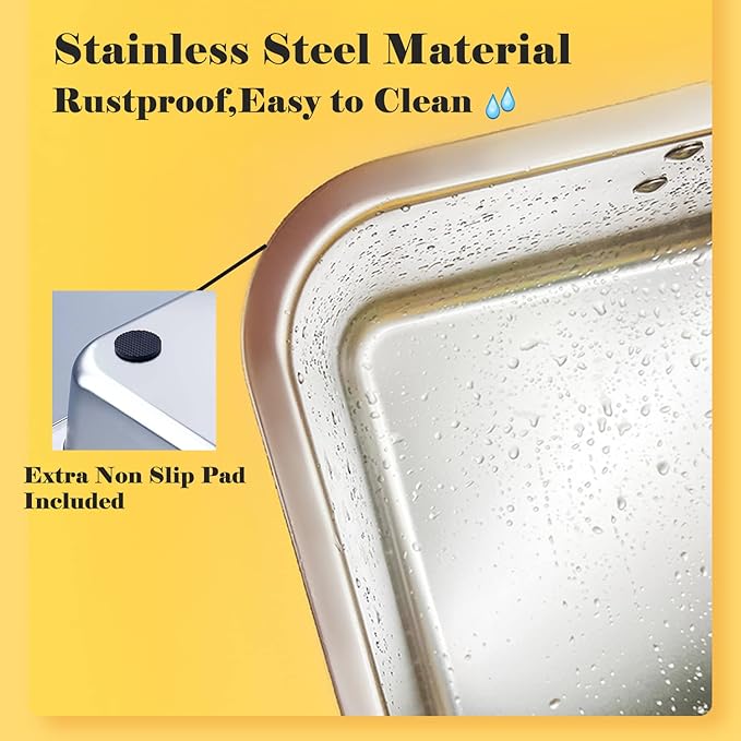 LIHONG Stainless Steel Cat Litter Box,Extra Large Metal Litter Box for Big Cats Kitty Rabbits,No Smell,Non Stick,Easy to Clean(24" Lx16 Wx8 H,XL)-Mewly Pet