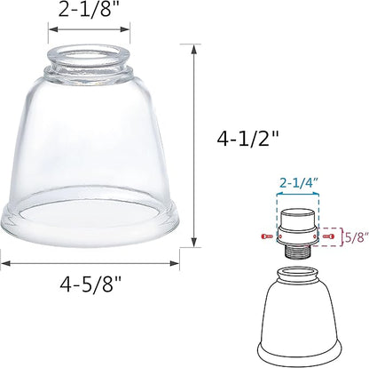 Aspen Creative 23127-4 Contemporary Clear Ceiling Fan Replacement Glass Shade, 2-1/8" Fitter, 4-5/8" Diameter x 4-1/2" Height, Clear, 4 Pack
