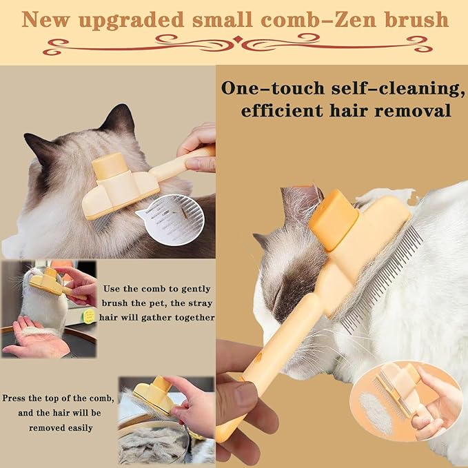Groompro Deshedding Brush, Dog Brush for Shedding, Zen Brush for Cats,Cat Brushes Dog Brus Pet Hair Removal Tool, Painlessly Remove for Short & Long Hair(L(5.3 inch))-Mewly Pet