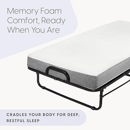 Milliard Diplomat Folding Bed with Mattress for Adults & Kids, Cot Size, Portable Foldable Bed with Luxurious Memory Foam Mattress & Super Strong Frame, 75” x 31", Fold Up, Roll Away, & Hideaway