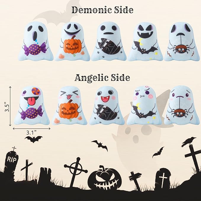 Dorakitten Catnip Toys Interactive Cat 5PCS Cats Chew Plush Ghost Toys & Pet Stuffed Nip Pillow & Kitten Best Kicker Toy Cute and Soft Teething Supplies for Moving Kitty Indoor-Mewly Pet