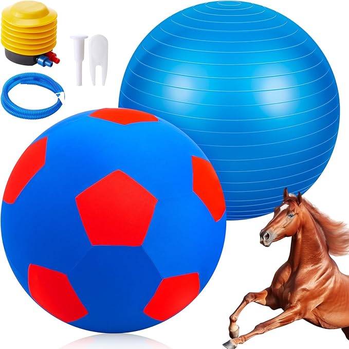 40inch Giant Herding Ball with Ball Cover Anti Burst Please Watch VCR for How to Inflation Horse Toys for Horses Stall Entertainment Play, Pump Included(Blue,Stylish)-Mewly Pet