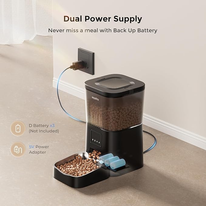 Espelho Automatic Cat Feeders WiFi: 2.4Ghz Smart APP Control- Timed Cat Food Dispenser with Desiccant Bag Keep Fresh for Indoor- Easy Set Up and Clean with Voice Recorder- Up to 10 Meals per Day-Mewly Pet