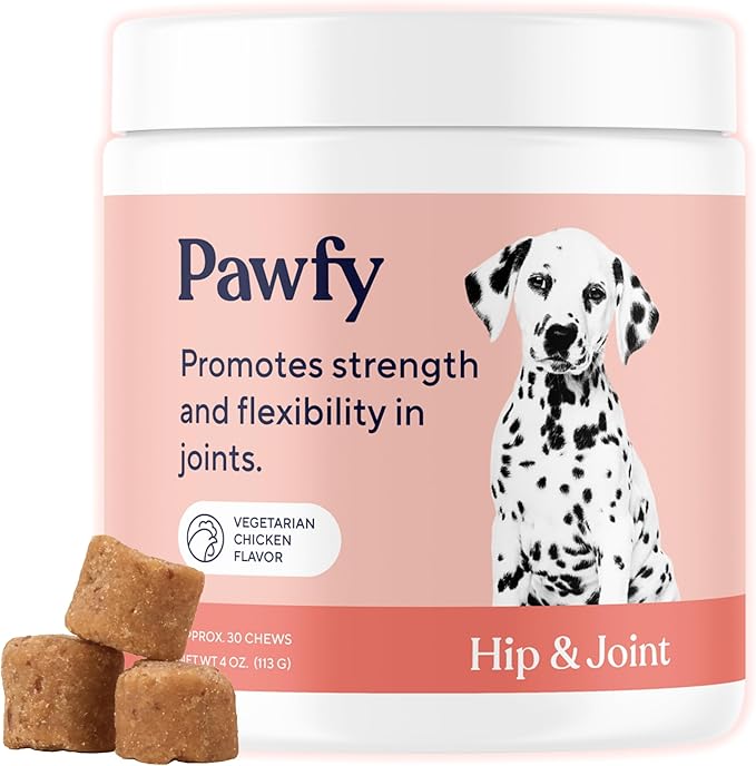 Pawfy Hip & Joint Supplement for Dogs with MSM & Vitamins | Glucosamine Chondroitin for Small, Medium & Large Breed - Supports Mobility & Bones | Glucosamine for Dogs with Omega 3-30 Chews-Mewly Pet