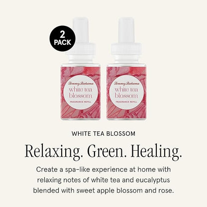 Pura & Tommy Bahama Home Scent Refill - Smart Home Air Diffuser - Up to 120-Hours of Luxury Fragrance per Refill - Home Essential - Clean & Safe Diffuser Fragrance - 2 Pack, White Tea Blossom