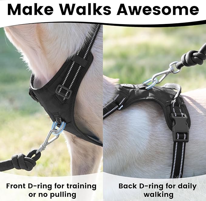 No Pull Dog Harness, Reflective Puppy Vest for Small Medium Large Sized Dog(Black,XL)-Mewly Pet
