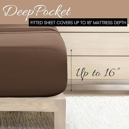 Linen Market Brushed Microfiber King Sheet Set 4 Piece – Oeko-TEX Certified Ultra Soft & Wrinkle-Free - 16" Deep Pocket Sheets - Easy Care King Size - Taupe