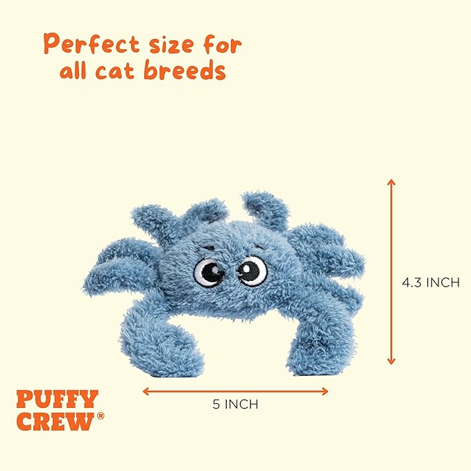 Interactive Catnip Cat Plush Toy, Ocean Theme, 5'', for All Breed Size Cats (Crab)-Mewly Pet