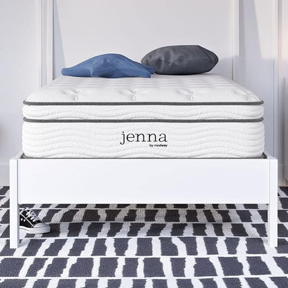 Modway Jenna 10” Innerspring and Memory Foam Twin XL Mattress With Individually Encased Coils, White