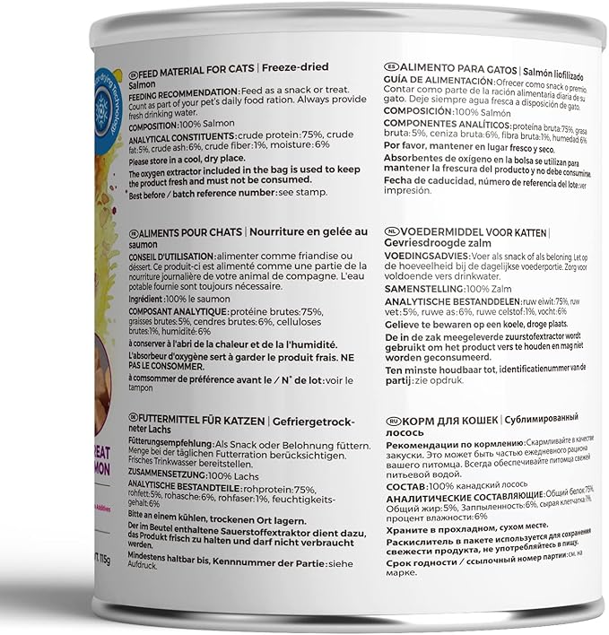 Freeze Dried Cat Treats - 100% Salmon Grain Free Raw - Natural Balance Limited Ingredient High Protein Cat Snacks 115g/4.1oz - Picky Eater Challenger-Mewly Pet