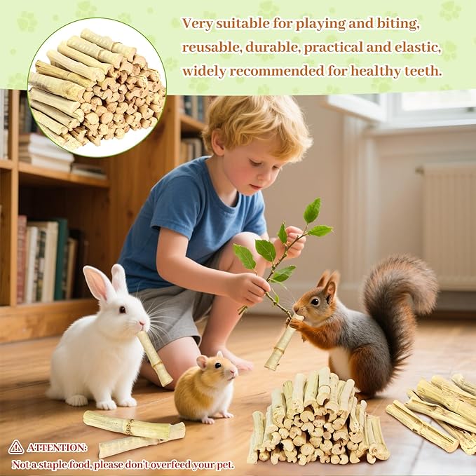 2lb Natural Sweet Bamboo Chew Toys for Small Pets - Organic Molar Sticks with Xylose & Vitamins for Rabbit, Guinea Pig, Hamster - Dental Care & Chewing Entertainment-Mewly Pet