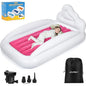Inflatable Toddler Travel Bed, Double-Sided Kids Air Mattress | Kids Blow up Mattress with Sides | Travel Portable Toddler Bed for Travel, Sleepovers - Pink & & Aquamarine