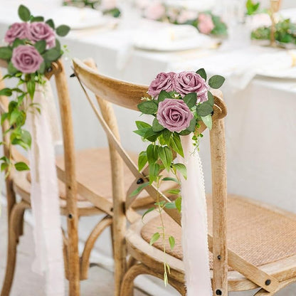 MACTING 30PCS Mothers Day Pink Artificial Flowers Glitter Fake Flowers with Stem Real Touch Foam Roses for DIY Wedding Bouquet Table Centerpieces Party Wreath Home Spring Decorations