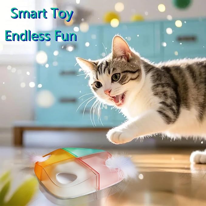 Cat Toys Interactive Automatic Whack-A-Mole/Hide and Seek Ultra Fun Smart cat Feather Toy for Indoor Cats Rechargeable 2-Feather 4-Hole stimulating Instinct of Hunting get rid of Boredom-Mewly Pet