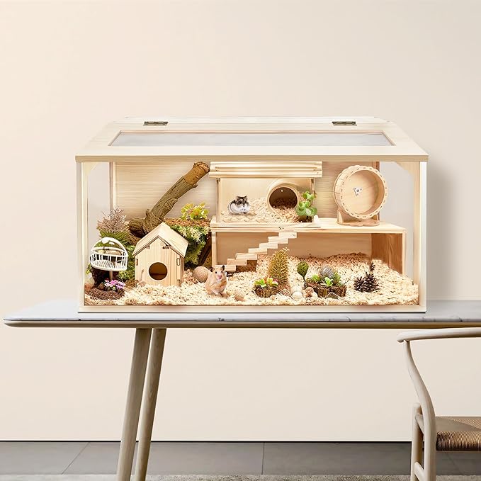 Prolee Hamster Cage Chew Proof, Mice and Rat Habitat Openable Top with Acrylic Sheets, Hamster Habitat Solid Built (32”L x 16" W x 16" H)-Mewly Pet