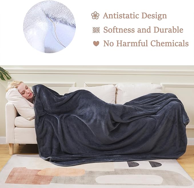 HOZY Soft King Size Blanket for Fall Winter Spring All Season Warm Fuzzy Summer Autumn Oversized Blankets for Cal King/California King Bed Fluffy Lightweight Dark Grey 90"x108"
