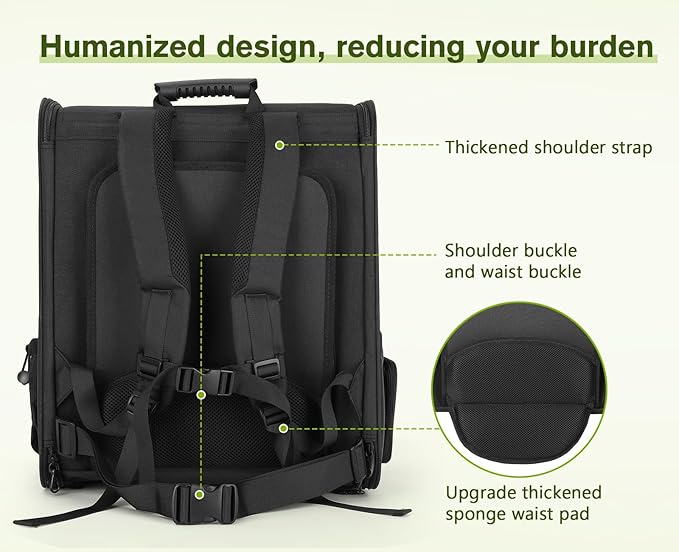 Pecute Pet Carrier Backpack, Large Cat Carrier Backpack, Expandable cat Backpack with Breathable Mesh for Medium Dogs Cats, or 2 Small Pets, Dog Backpack Carrier for Travel Hiking, Black-Mewly Pet