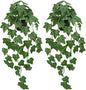 Set of 2 Fake Ivy Plant for Home Decor Indoor Silk Artificial Hanging Plant 25" Fake Ivy Vine Faux Ivy Leaves for House Room Indoor Outdoor Home Shelf Office Plant Decor
