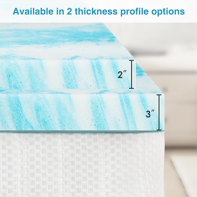 Mattress Topper, Full Size Cooling Memory Foam Bed Toppers, 2 Inch Soft Mattress Pads for Sleeper Sofa, RV, Camper, CertiPUR-US Certified