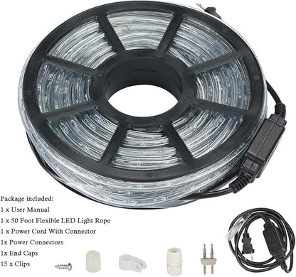 50Ft LED Rope Lights, Cuttable LED Strip Lights Outdoor Waterproof Decorative Lighting for Indoor/Outdoor Decorations,Eaves,Backyards Garden,Party and Bedroom Decorations(Warm White)