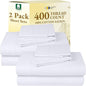 California Design Den 2-Pack Sheet Sets King Size - 400 Thread Count 100% Cotton Sateen - Extra Soft, Breathable & Cooling Sheets, Wrinkle Resistant, 2 Sets of Deep Pocket Bed Sheets - Bright White