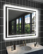 48x40 Light Up Bathroom Mirror, Rectangular LED Bathroom Vanity Mirror for Wall with Backlit & 2 Front Lights Triple Brightness, Dimmable 3 Colors, Anti-Fog and Memory Function for Restroom, Bedroom
