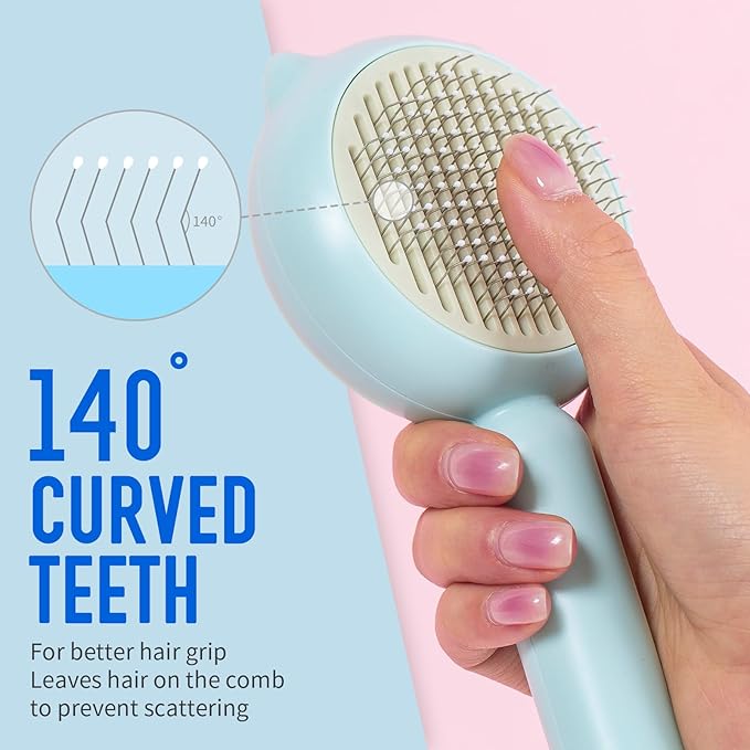 Cat Brush Dog brushes with Release Button for Shedding Grooming, suit for Long or Medium Haired Cats, Lightweight Skin Friendly Pet Brush Hair Removal Comb Brushes for Kitten-Mewly Pet