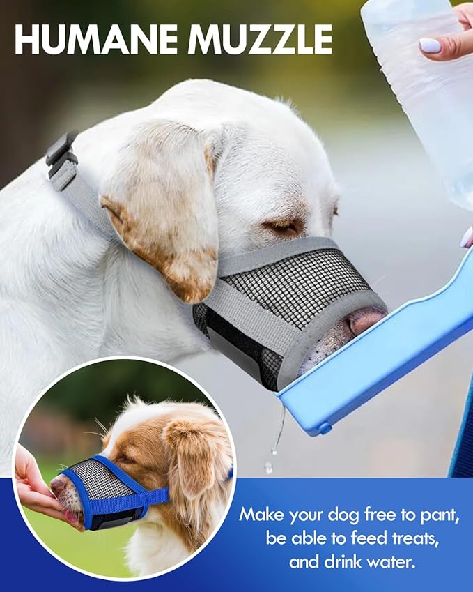 Dog Muzzle, Soft Air Mesh Muzzle for Small Medium Large Dogs Anti Biting Barking Chewing, Breathable Drinkable Adjustable Loop Pets Muzzle for German Shepherd Husky Labrador Retriever (Grey,S)-Mewly Pet