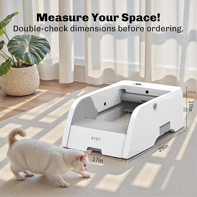 S6 Self Cleaning Litter Box, Upgraded Automatic Cat Litter Box Self Cleaning That Can Use Clumping Cat Litter, Open Design with Cats Taking to It Immediately, Anti Pinch and Odorless-Mewly Pet