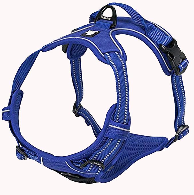 TRUE LOVE Adjustable No-Pull Dog Harness Reflective Pup Vest Harnesses Comfortable Control Brilliant Colors Truelove TLH5651(Royal Blue,L)-Mewly Pet