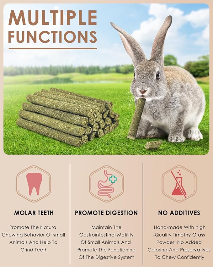 Bissap 22PCS Rabbit Chew Sticks, Mixed Natural Timothy Hay Flower Rose Dahlberg Daisy and Forget-me-not Chew Toys Treats for Bunny Chinchilla Guinea Pig Hamster and Other Small Pets Molar Snacks-Mewly Pet