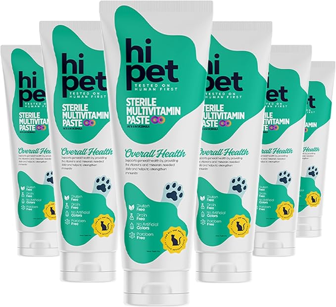 Hi Pet Multivitamin Cat Malt, Cat Treats Lickable, Supports Immune System, Metabolism, Dental Health, Weight Control, Iron for Cats, 2.65 Oz (Pack of 6)-Mewly Pet