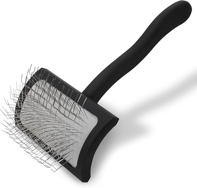 Chris Christensen Big K Dog Slicker Brush for Dogs (Goldendoodles, Labradoodles, Poodles), Groom Like a Professional, Fluff Detangle Style, Saves Time Energy, Black, Medium-Mewly Pet