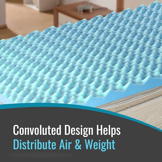 DMI Foam Mattress Topper, Egg Crate Foam Pad, Mattress Pad And Bed Topper For Support, Air Circulation, Pressure Relief And Weight Distribution, Queen Size Mattress, 56 x 78 x 2