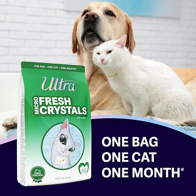 Ultra Fresh Scented Micro Crystals Premium Cat Litter - 99.9% Dust Free, Soft on Paws - 15 Lbs. Total (3pk of 5 Lbs.)-Mewly Pet