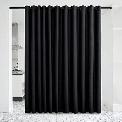 NICETOWN Closet Door Heavy Curtain, Room Dividers Shade Screens Partitions, Extra Large Space Partition Blackout Drape, Screen Dividers for Rooms (1 Pack, 20ft Wide x 9ft Long, Black)