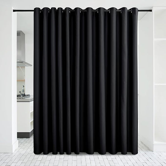 NICETOWN Closet Door Heavy Curtain, Room Dividers Shade Screens Partitions, Extra Large Space Partition Blackout Drape, Screen Dividers for Rooms (1 Pack, 20ft Wide x 9ft Long, Black)
