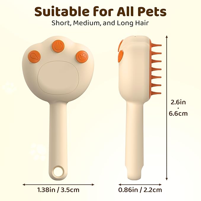 Steam Cat Brush, 6-in-1 Dog Brush Spritz Defur Comb with Pet Waterless Shampoo, Steamy Skin Friendly Deshedding Grooming Tool, Suitable for Shedding & Haired Pets, Pet Supplies Accessories, Yellow-Mewly Pet